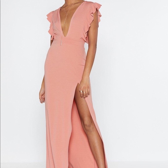 Nasty Gal Dresses & Skirts - Nasty Gal plunging ruffle dress - never worn!